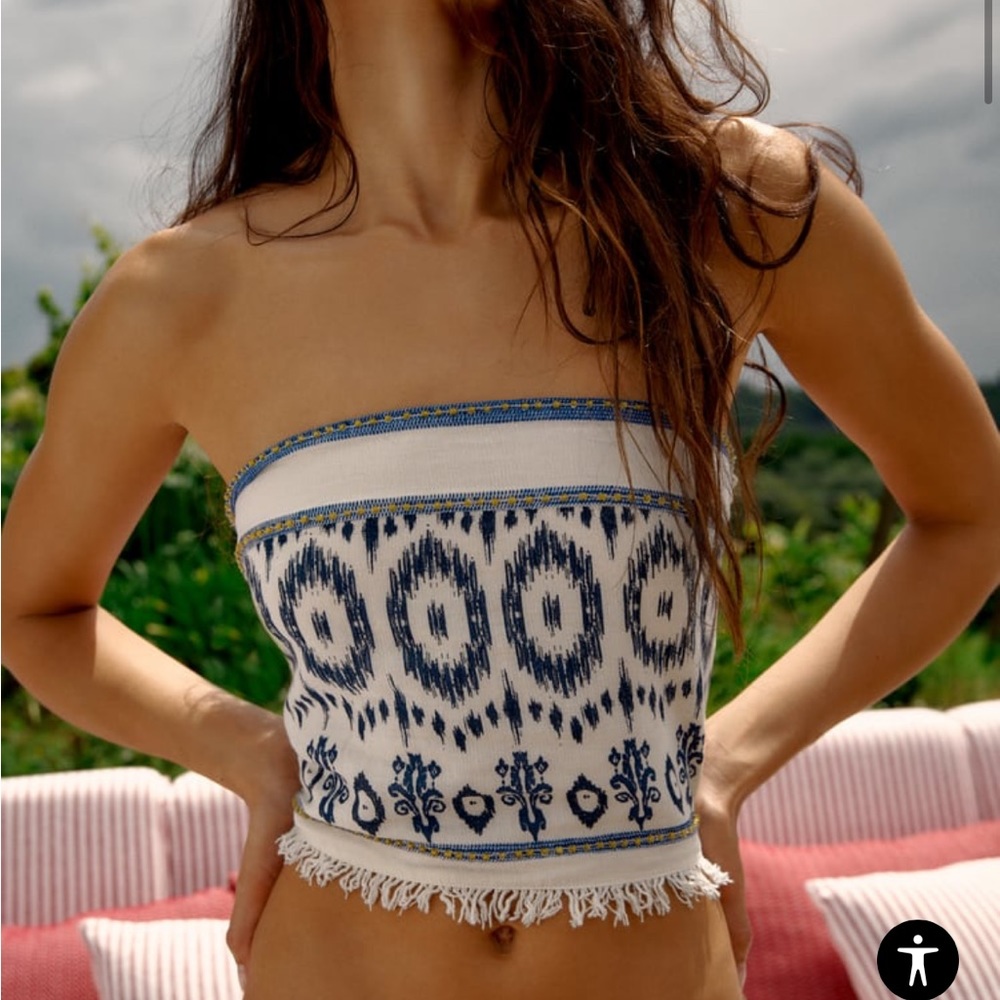 Zara printed strapless top